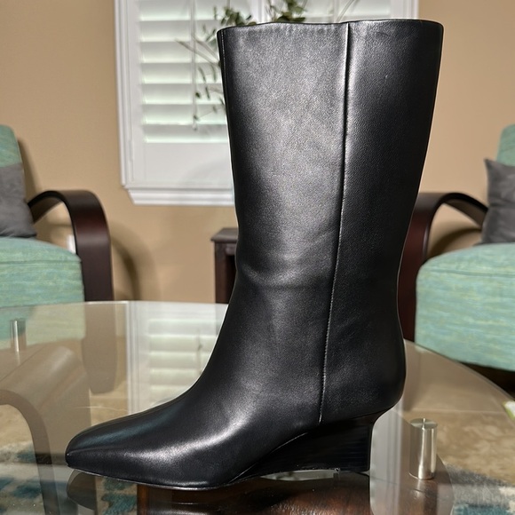 Vince Women's Beverly Square Toe mid calf Wedge Heel Boots size 8.5 - Picture 6 of 14